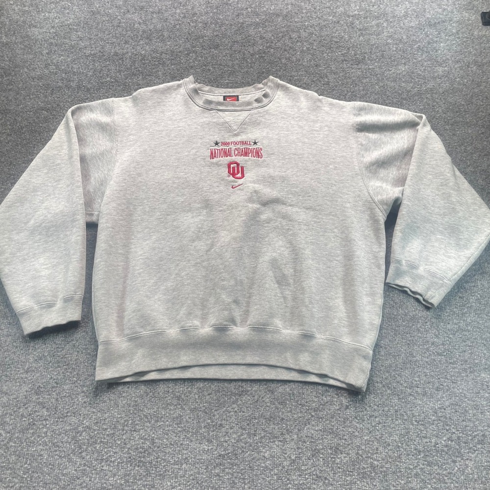 Vintage Nike Sweatshirt Men's M Gray Oklahoma Sooners 2000 National Champions